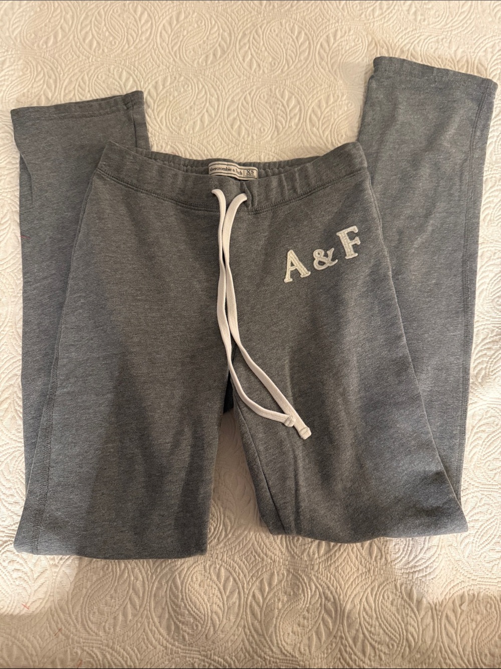 Abercrombie & Fitch Girls' Heather Gray A&F Drawstring Joggers